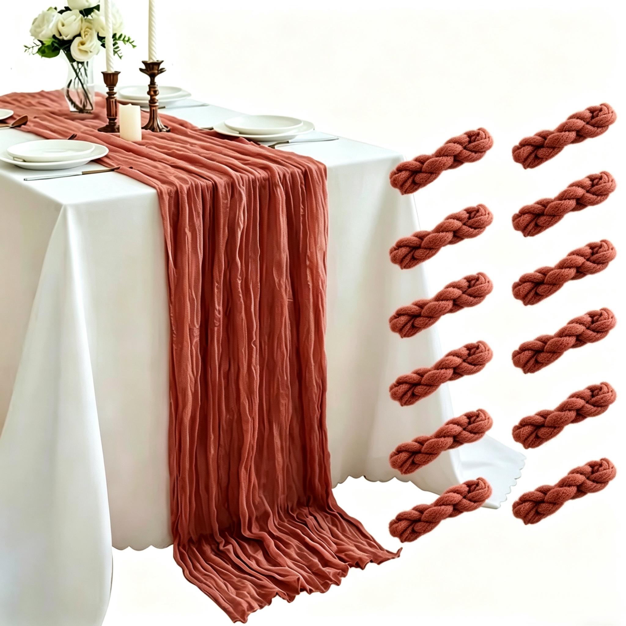 12 Pack Table Runner, Cheesecloth Table Runner, 10ft Table Runner, for Wedding Reception, Boho Rustic Wedding, Party, Bridal Shower Decor, Home Decor Valentine's Day
