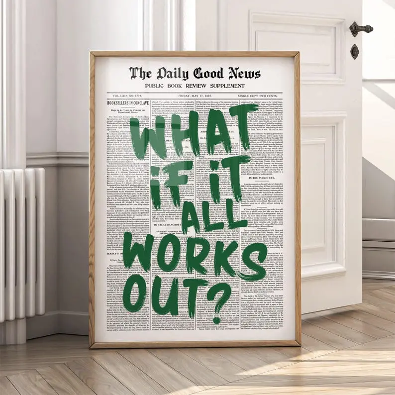 Unframed Retro Newspaper Typography Poster - Creative Design Print, Vintage Letters Print, Artistic Bordered Wall Decor, Living Room & Dorm Room Decoration (11x17, 12x18, 16x24, 24x24 Sizes), Living Room Decor