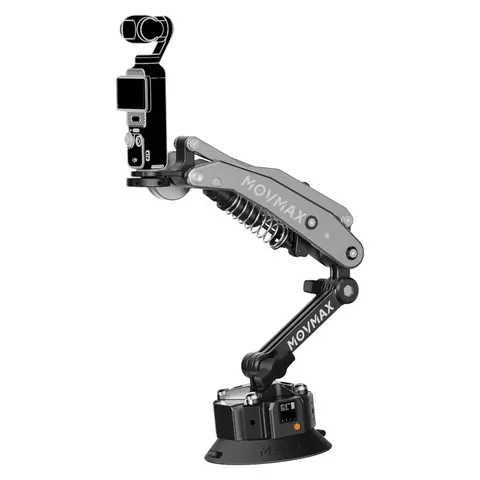 MOVMAX Blade Arm Solar Electronic Suction Cup Kit - Metal Shock Holder, Angle-Adjustable Plastic Mount with Quick Swap for Cellphones, Cameras, Photography Accessories (DJI Pocket 3, Insta 360, GoPro)