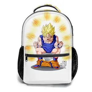 Men's and women's backpacksStudent Schoolbag Childrens Schoolbag High Quality Schoolbag Gift For Anime Super Saiyan Goku Toilet Humor Print Durable Polyester Fabric With Mesh Side Pockets For Boys Teens School Daily Use 1 Piece