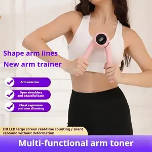 Adjustable arm strength training device  Portable power twisting rod and spring resistance home fitness equipment  Women's chest and arm strength training equipment  Indoor home fitness and outdoor leisure sports tools, LED digital display screen