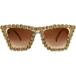 EyeconicFinds Women Crystal Square Cat Eye Sunglasses Sparkling Trendy Retro Cateye Sunglasses B2898