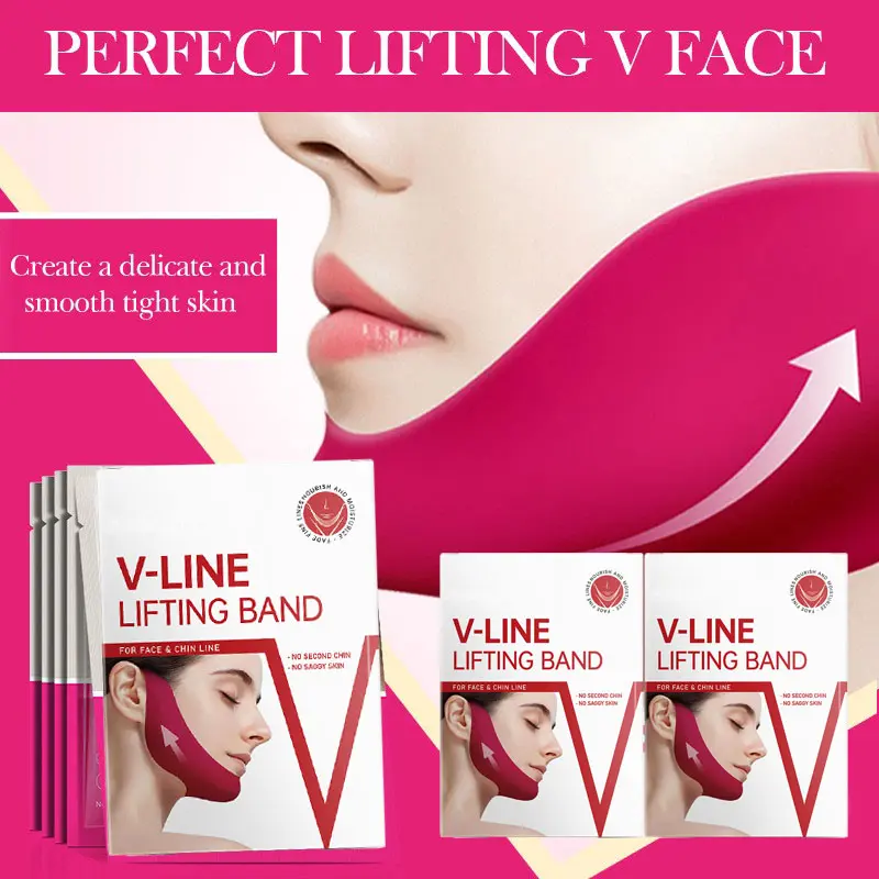 V-Line Lifting Hydrogel Collagen Mask - Double Chin Reducer, Neck Care Face Mask with Niacinamide & Centella Asiatica, Hypoallergenic Moisturizing Anti-Aging Skin Treatment for All Skin Types, No-Rinse