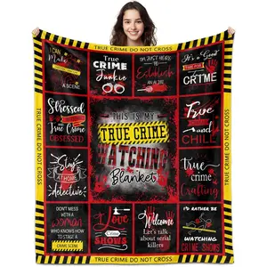 True Crime Gifts, True Crime Watching Blanket 60"x50", True Crime Gifts for Women, Gifts for True Crime Lovers, Crime Scene/Detective Gift, Serial Killer Gifts, Crime Junkie Merch