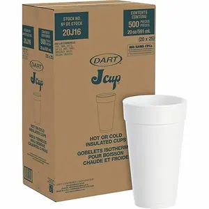 20 Oz DART 20J16 White Disposable Foam Drink Cup, 3.7" Top Diameter, 2.4" Bottom Diameter, 6.1" Height, Case of 500 for Home & Party Supplies ( Pack of 3 )
