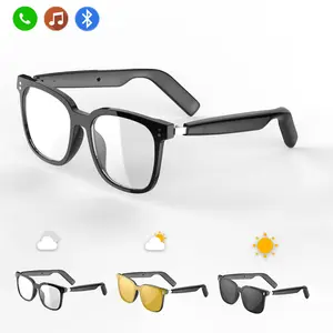 PIXNMO Unisex Smart Glasses, Transparent Lens Glasses, Fashion Smart Glasses for Office,Outdoor, Wireless Headphone with Music Playback & Hands-free Calling,with Magnetic Interchangeable Lenses(Black,Yellow)