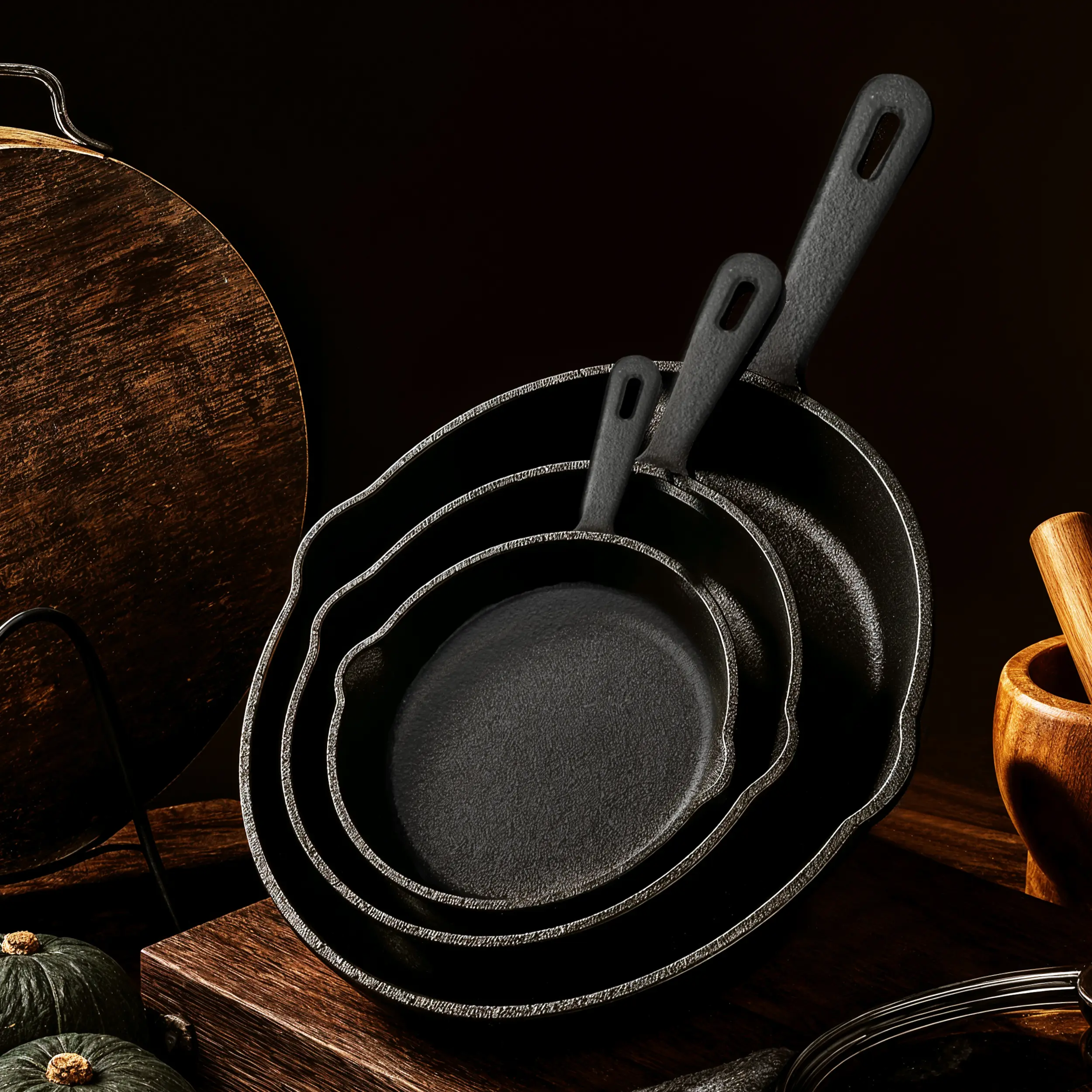Utopia Kitchen 3-Piece Black Cast Iron Skillet Set - Pre-Seasoned Frying Pans 6", 8", 10" - Oven, Stove, Grill, Campfire Safe - Easy to Use Cookware