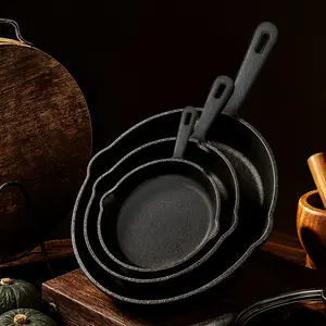 Utopia Kitchen 3-Piece Black Cast Iron Skillet Set - Pre-Seasoned Frying Pans 6", 8", 10" - Oven, Stove, Grill, Campfire Safe - Easy to Use Cookware