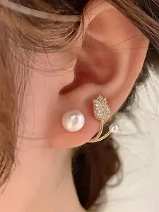 Pearl & Crystal Floral Wrap Earrings