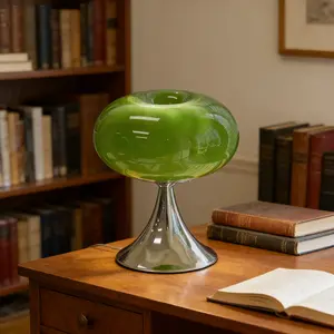 Green Trumpet Shaped Lamp for BedRoom, Aesthetic Modern Lighting for Home, Cool Retro Living Room Decor