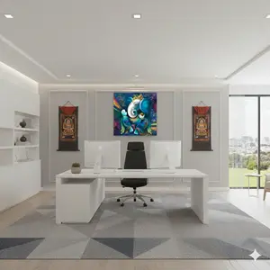 Ganesha Canvas Prints Vibrant Art for Home Office Decor High-Quality Poly Cotton Blend 407 gsm 18 mil Thick Scratch Resistant Modern Interiors