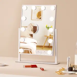 fathersdaygift VEVOR Hollywood Vanity Mirror With Lights, 12 Dimmable Bulbs 3 Color Lighting Modes, Makeup Mirror with Detachable 5X Magnification, Smart Touch Control, 360 Degree Rotation(16.1x11.8 in, White)