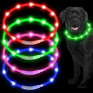 USB Rechargeable Luminous Dog Collar, 1 Count LED Light Up Dog Collar, Glow in The Dark Pet Collar, Pet Supplies for Outdoor Walking Nighttime Safety, Dog & Cat Accessories