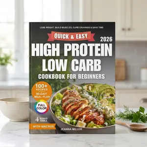 Quick and Easy High Protein Low Carb Cookbook for Beginners | 100+ Fast Recipes with 30 Minute Meals, 90 Day Cooking Plan, Grocery Tips, Meal Prep Ideas, Breakfast Lunch Dinner Snacks & Beginner Kitchen Guide