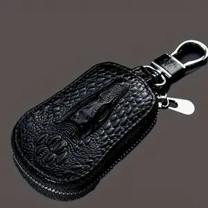 1pc of Authentic Cowhide Leather Car Key Pouch, Premium Quality with Crocodile Design, Perfect Gift for Valentine'S Day And Birthdays for Both Men And Women