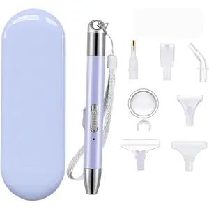 Art Painting Drill Pen with Light USB Rechargeable  Accessories and Tools Illumination Pen with 6 Heads Set, Magnifier for DIY Art Crafts