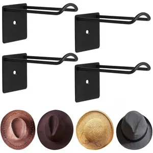 Cowboy Hat Holder, 4 count 3.5Inch for Wall Adhesive, Metal Cowboy Hat Hanger with Screw, Cap Rack, Organizer for Sun Hats, Wide Brim Hat,  Rustic Hat, Hat Display Wall Mount
