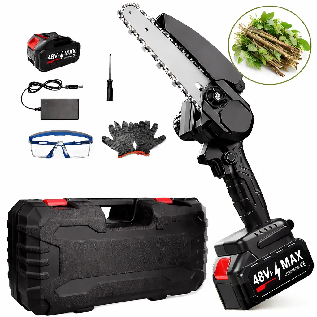 Handheld Mini Chainsaw, 6-Inch Cordless Electric Chain Saw with 1 Battery Included, for Pruning Trees and Cutting Firewood, Top Gift for Father, Husband, Men