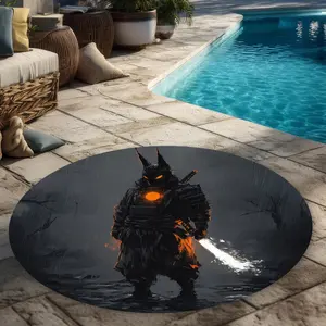 MWW C1COAR55NVR1VA 5x5 ft. Blazing Orange Ball-Shaped Outdoor Round Area Rug for Home Decor, Ball-Shaped Area Rugs