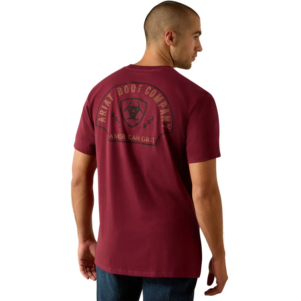 10071158 Ariat Men Shell Game Classic Fit Short Sleeve T-Shirt - Maroon Banner