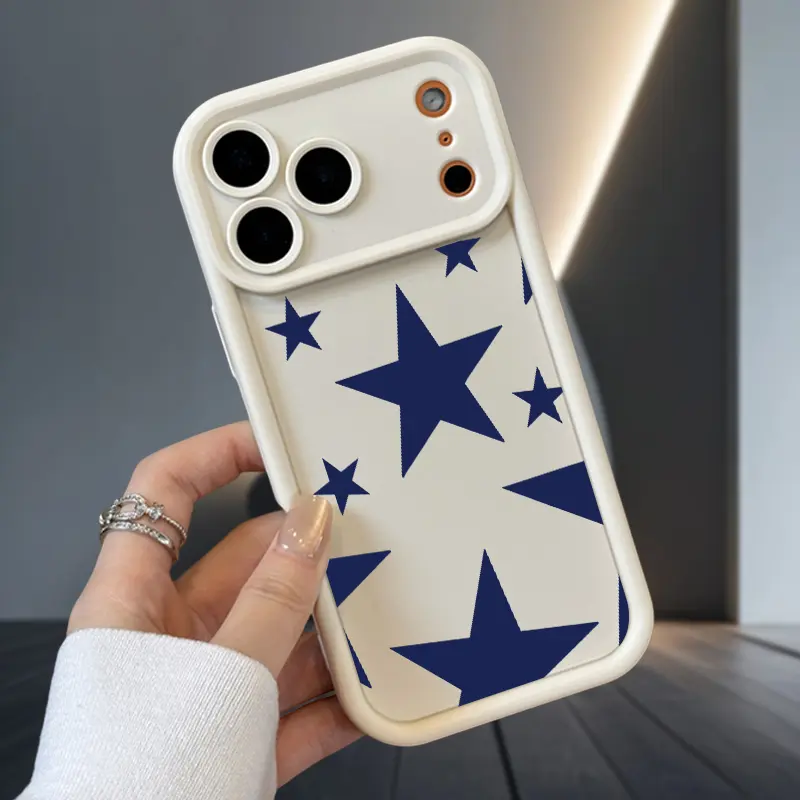 Customized Navy Star Print Silicone Phone Case - Durable, Protective, Shockproof Rugged Softcase, Multi-Model Fits iOS Devices iPhone 17 Air,16,16e,15,14,13,12,11 Pro Max Plus,X,XS, Full Coverage, Enhanced Camera Lens Protection, Cellphone Accessory Gift