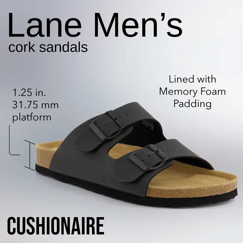 NWT Mens Cushionaire Leather Lane Cork Footbed Sandal Cushionaire Lane Cork Footbed Mens Sandals, Adjustable  main image 3