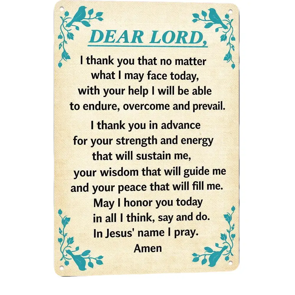 Vintage Aluminum Christian God Prayer Sign - Religious Metal Wall Art Plaque, 8x12in Home Decor Accessories, Room Decorations Gift for Church Prayer Room