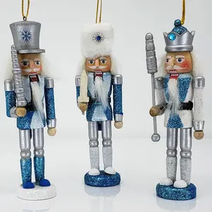 Snow Fantasy Nutcracker Ornament Set of 3 in 5 inch