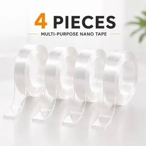 4 Rolls  Heavy Duty Double-Sided Nano Mounting Tape, Transparent & Waterproof Adhesive, Strong Hold, Cut Freely, Value Pack