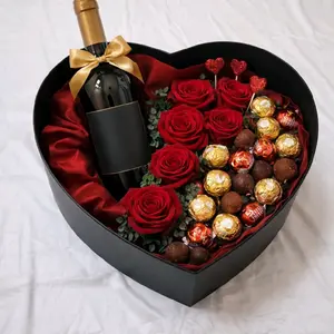 Black Heart Shaped Gift Flower Boxes - Elegant Design for Special Occasions