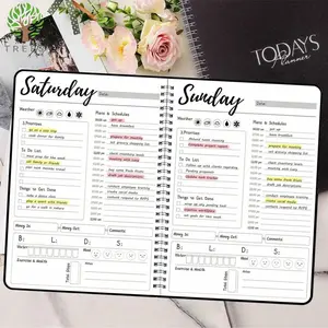 Weekly Planner, 1/5 Counts Undated Daily & Weekly Calendar Notebook with To Do List Tasks & Expense Tracker, Finance Checklist Organizer & More, Stationery Office School Supplies