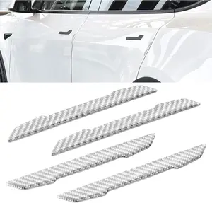 Door Protector Edge Guards Compatible with Tesla Model  Y X S AntiCollision Bumper Guard Strip Carbon Fiber Exterior Wrap Trim Cover Strips Accessories (Silver)