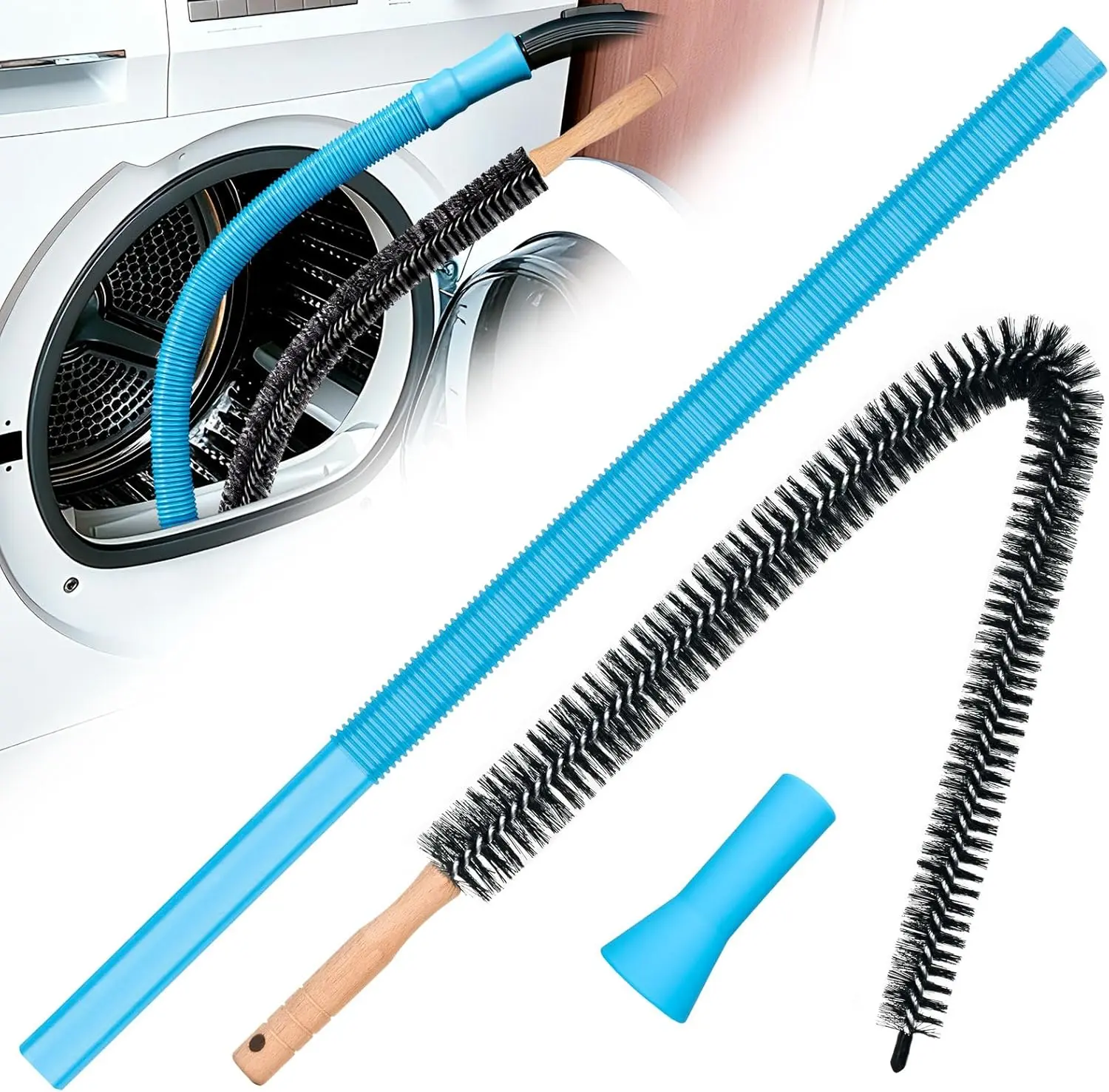 30" Dryer Vent & Lint Cleaner Kit | Vacuum Hose Attachment with Long Reach Brushes