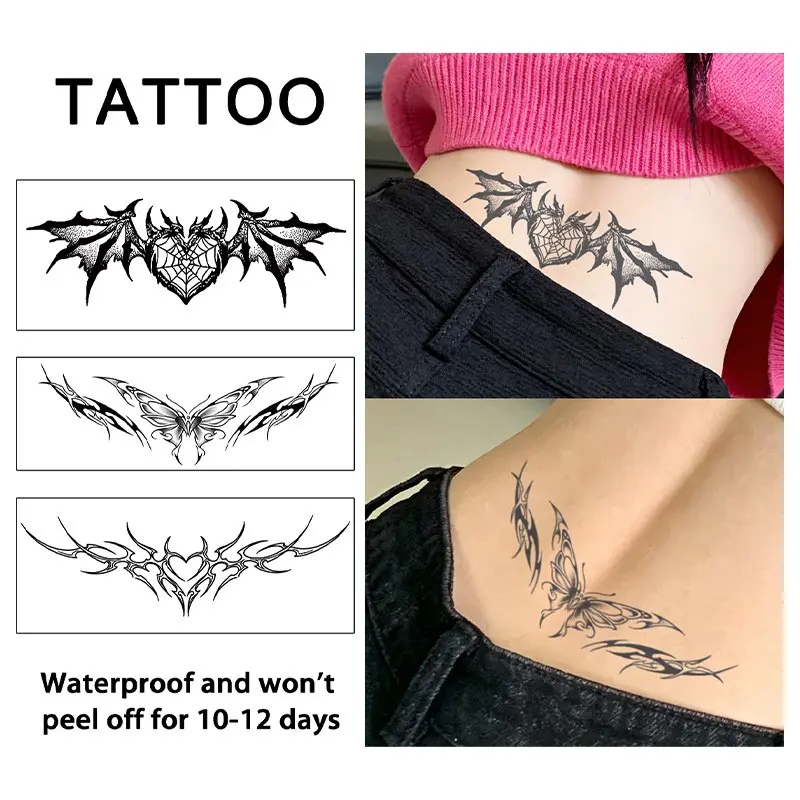 Sexy Temporary Tattoo Stickers Body Fake Tattoos Waterproof Long-Lasting 7-15 Days, Half-Permanent Herbal Tribal Tattoos for Men and Women, Suitable for Arms Legs Back