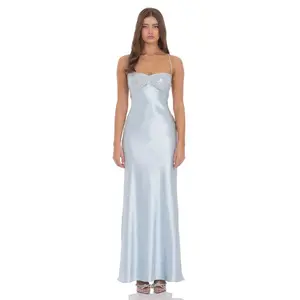 Sequin Bust Satin Maxi Dress