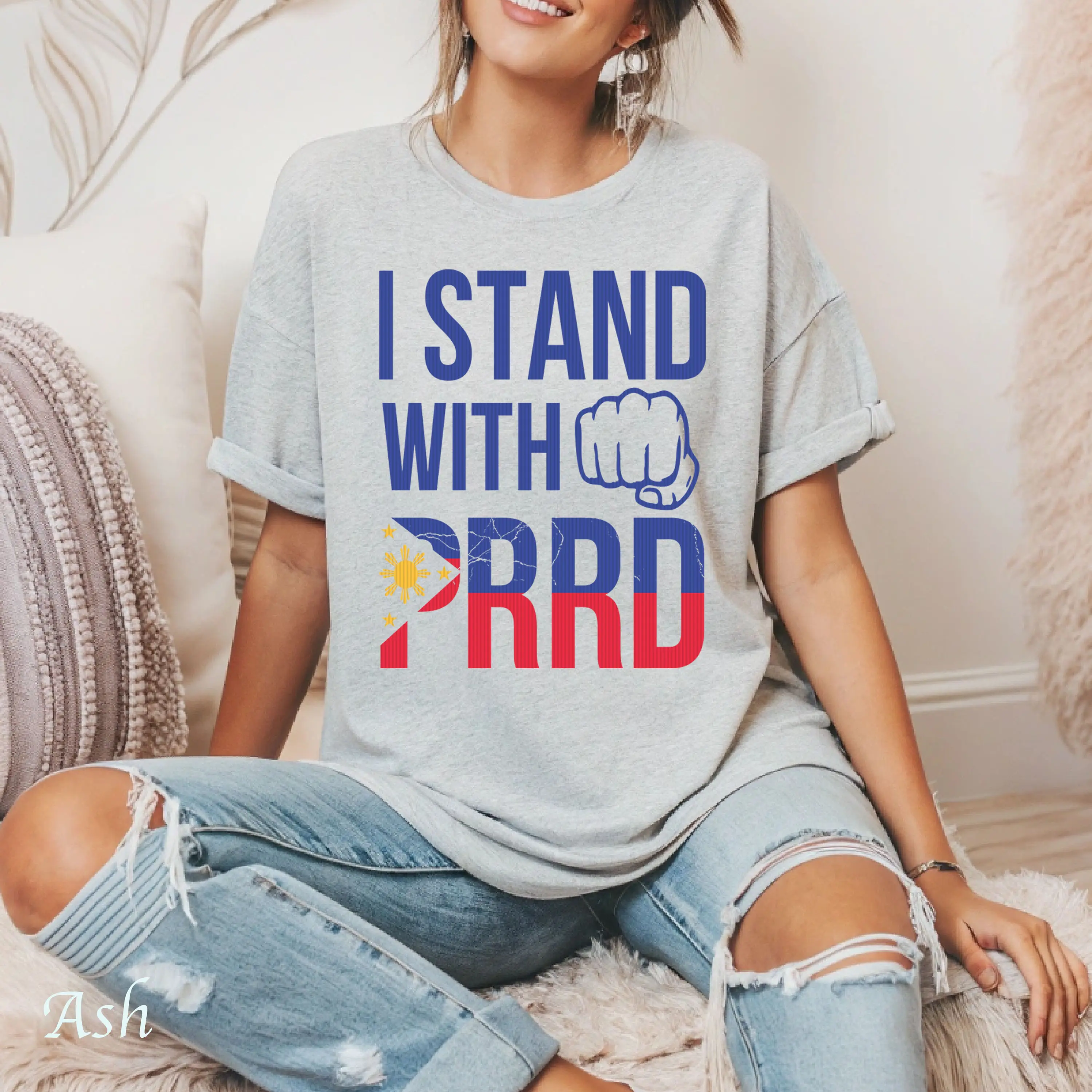 I Stand with PRRD Unisex Heavy Cotton Tee, Inspirational Shirt for Activists, Filipino Pride Apparel, Gift for Supporters, Casual Everyday Top