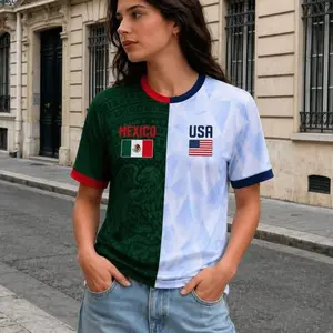 Custom Half and Half Soccer Jersey, Personalized Binational Football Top 96I