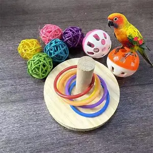 Natural Wooden Parrot Chew Toy - Small Bird Cage Accessory for Beak Trimming & Mental Stimulation, Stress Relief Hanging Ornament for Budgies, Conures & Lovebirds