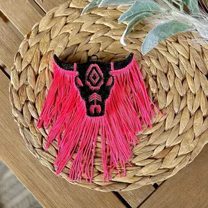 Pink and black cattle skull car  freshie