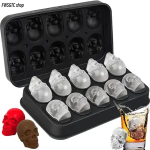 2026 Viral Trendy Silicone Ice Cube Trays, Novelty Skull Shaped Reusable Ice Mold, Sturdy Fun Kitchen Gadget for Home Bar & Party Cocktail Drinks