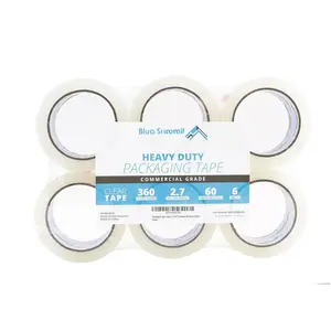Heavy Duty Packaging Tape, Clear Packing Tape Designed for Moving Boxes, Shipping, Office, and Storage, Commercial Grade 2.7mil Thickness, 60 Yards Length, 360 Total Yards
