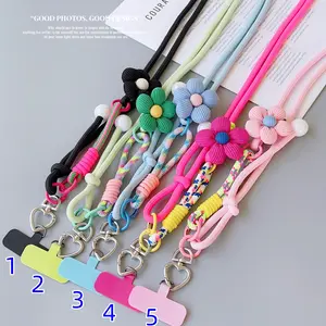 DIY Handmade Creative Phone Lanyard, Long Nylon Strap + Colorful Smiley Doll Charm, Universal Key Camera Case Anti-Lost Crossbody Rope Gift Set
