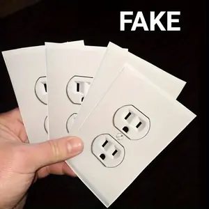 Funny Fake Power Outlet Sticker - Perfect for Office Pranks and Jokes, Plug Sticker for Office Pranks
