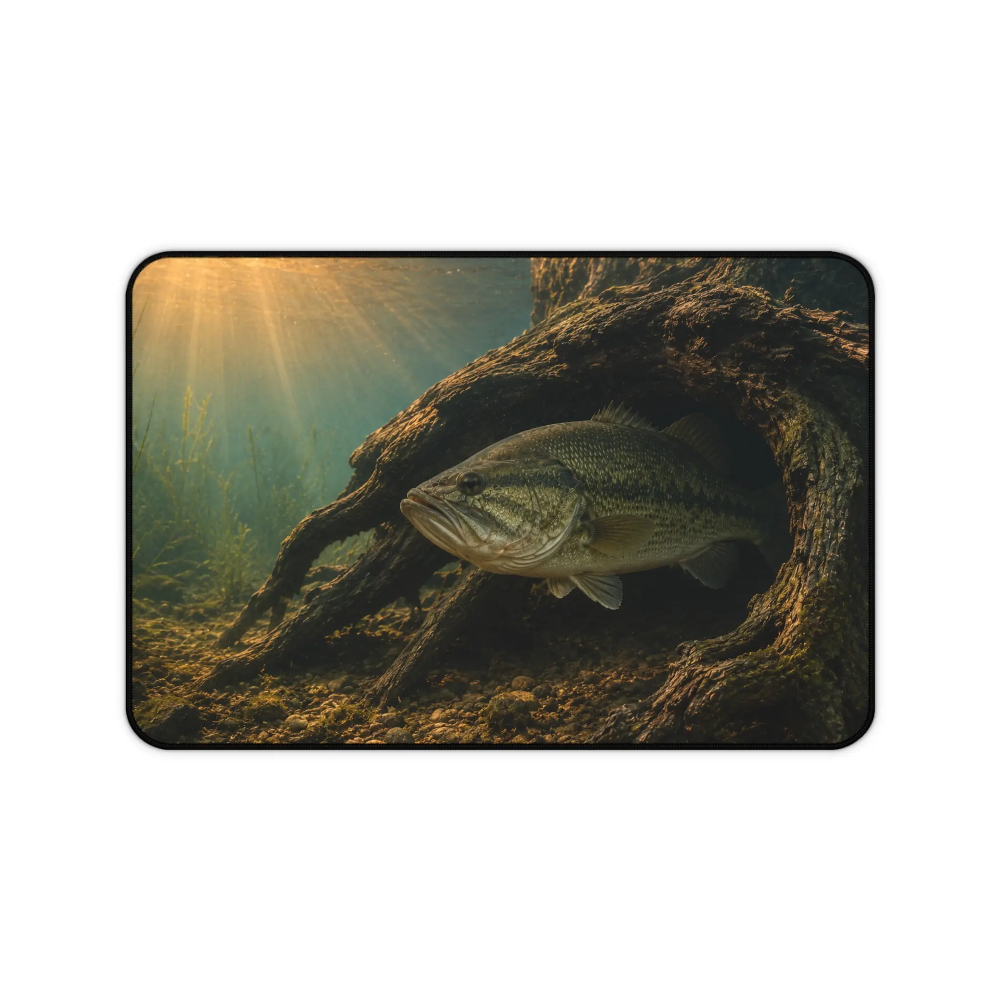 Largemouth Bass Desk Mat, Underwater Fishing Mouse Pad, Bass Fishing Desk Mat, Aquarium Fish Mousepad, Angler Gift