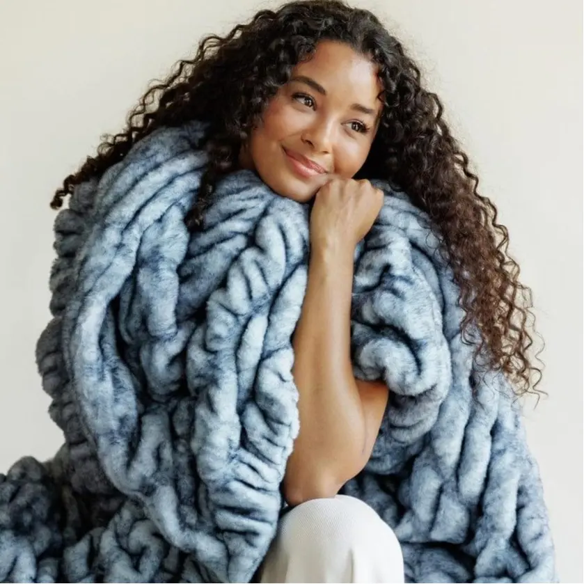 Hugs Sapphire Snuggle Blanket - Soft Plush, Sapphire Blue Bedding Throw