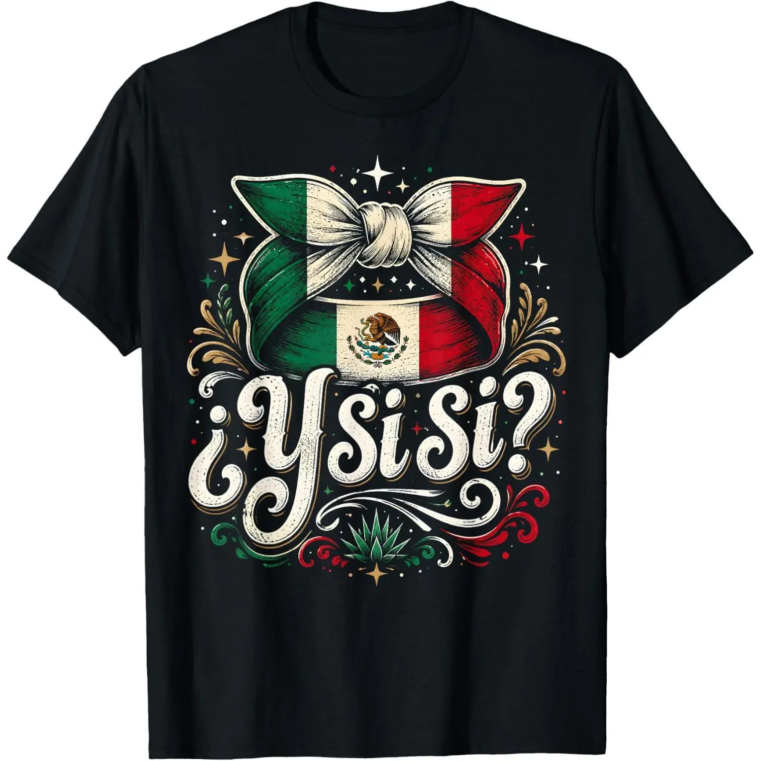 Lady's Graphic Tshirt with Mexican Culture Y Si Sí Print, Comfortable Fit Short Sleeve Top for Vacation, Machine Washable