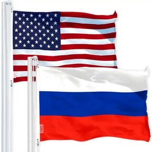 G128 Combo Pack: USA  3x5 Ft 150D Printed Stars & Russia (Russian) Flag 3x5 Ft 150D Printed