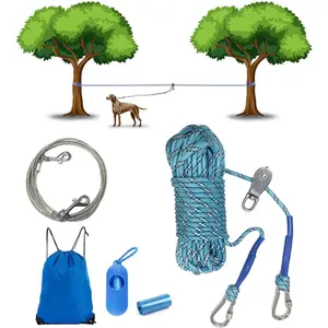 Dog Runner for Yard with Trolley Camping Line Dogs Run Cable Dog Zipline for Backyard