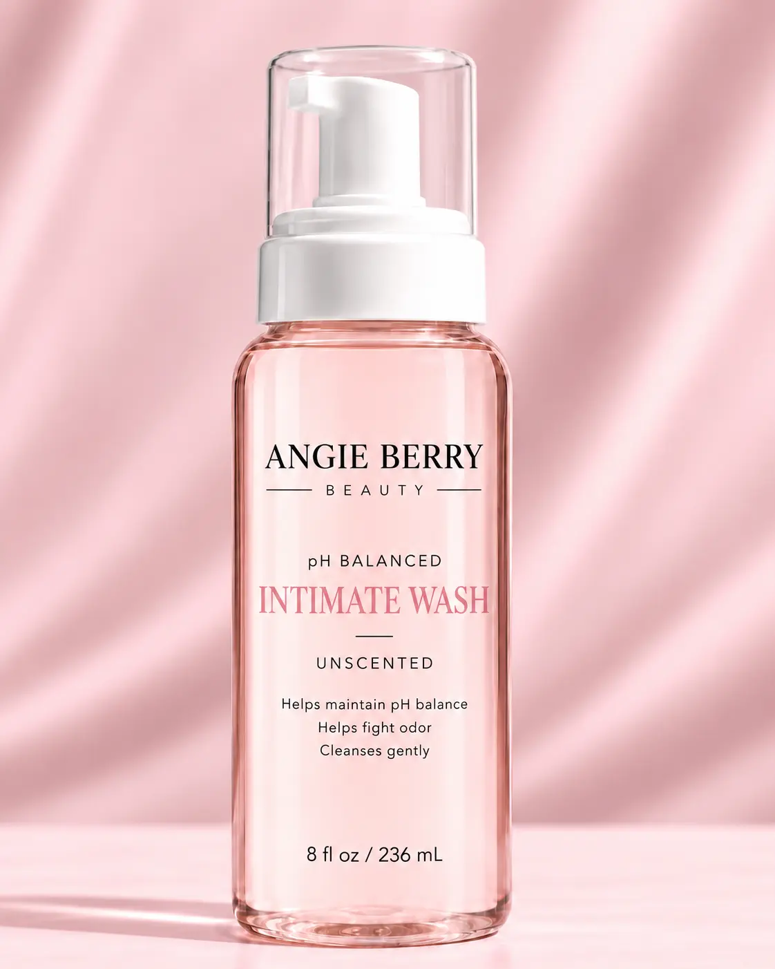 Angie Berry Beauty pH Balanced Intimate Wash Unscented 8 fl oz Gentle Daily Cleanser for Sensitive Areas