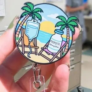 Sedation Vacation Badge Reel – ICU Anesthesia Nurse ID Holder for MD, CNA, Healthcare